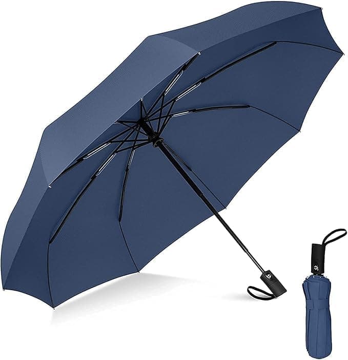 XYNEOX Portable Auto Travel Umbrella - Windproof for Rain, Strong for Wind, Auto Open/Close Button, Perfect Car Umbrella for Men & Women