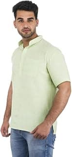DESHBANDHU DBK Men Half Kurta Cotton Khadi Fabric Short Sleeve Casual Traditional Festive Lightweight Comfortable Outfit