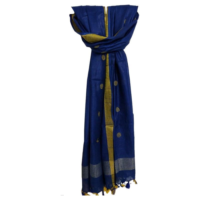 Daulas Women’s Handloom Linen Cotton Blend Zari Crafted Boota Bhagalpuri Dupatta