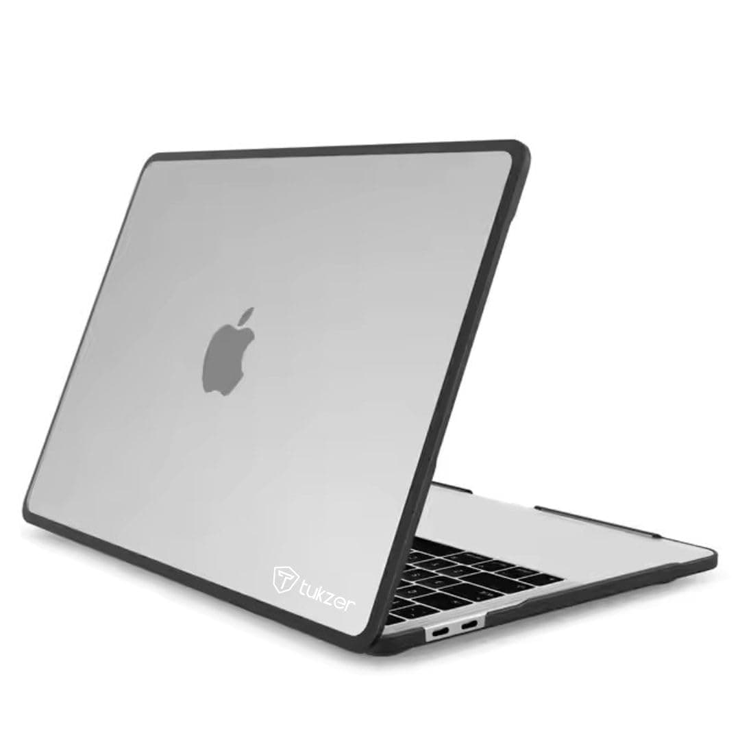 Tukzer Laptop TPU Bumper Case Cover for Apple New MacBook Air 13.6 inch M4 A3240 M3 A3113 M2 A2681 with Touch ID, 2025 2024 2022 Release, M4 M3 M2 Air 13" Hard Shell with Anti Slip Feet Pads-Black