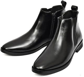 TANN & TRAIL Men Premium Vegan Leather Chelsea Boots Elegant Pointed Toe, Side Zipper, Cushioned Comfort, Sustainable Formal & Semi-Formal Footwear