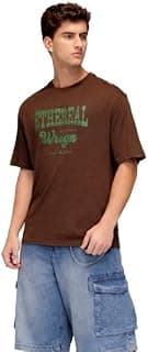 WROGN Men's 100% Cotton T-Shirt | Bold Graphic Print | Oversized Fit