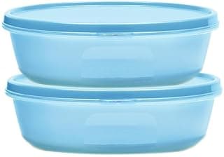 Tupperware Sky Blue Color 1L Plastic Ss Bowl Safe & Leak Proof Containers Pack Of 2