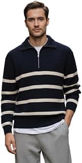 Pivl Men's Winter Round Neck Striped Sweater