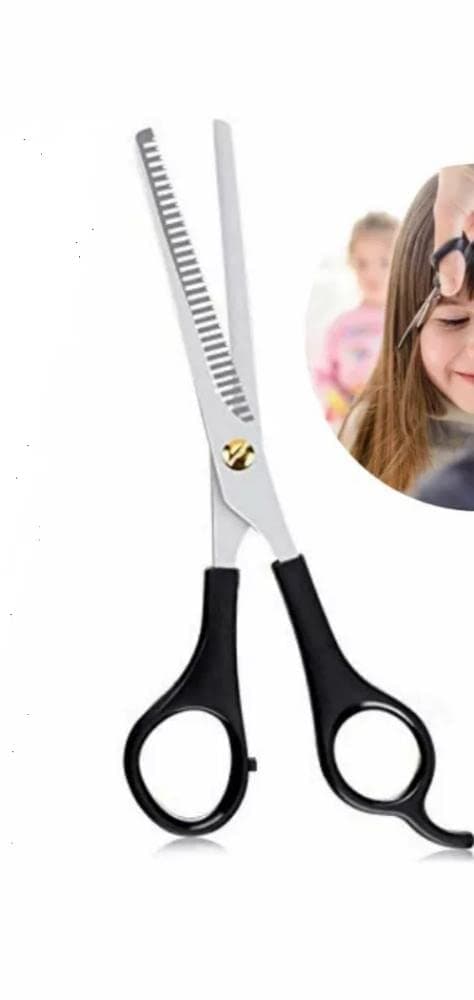Foreign Holics Professional Hair Cutting Stainless Steel Barber Scissor for Men & Women Thinning Shears for Salon & Home Use (Black Handle)