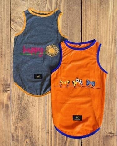 Golden Tails Dog T-Shirt Printed Round Neck Sleeveless Sando Vest Tank Tees Tshirt for Dog Set of 2 Tshirts (XXL 22")