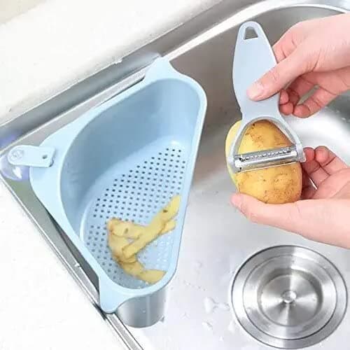 HROY Kitchen Sink Drain Basket Storage Dish Rack Organizer Sink Shelf Soap Sponge Drain Rack Vegetables Drain Rack (MIN 1 Quantity, Blue)