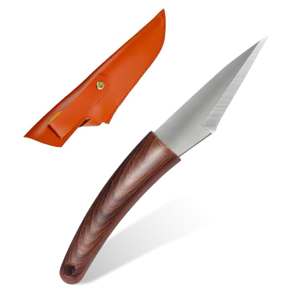 Stainless Steel Grafting Tool with Portable Leather Pouch | Professional Tree Grafting & Pruning Cutter | Wooden Handle Shoot Grafting Knife for Fruit Trees, Plants & Gardening