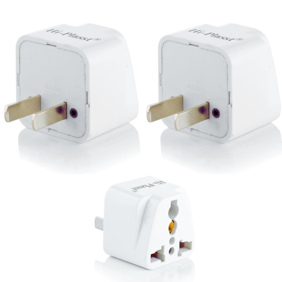 Hi-Plasst 2pcs India to USA Plug Adapter (Type A) | Universal US Travel Adapter Plugs | USA Socket for Indian Plug | US Adapter Converter for Indian 2-Pins & 3-Pins for Laptop, Chargers & Power Bank