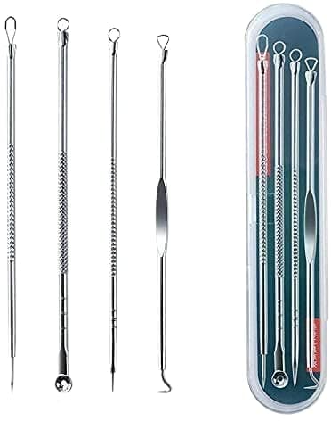 Glowhouse Stainless Steel Blackhead Pimple Blemish Extractor/Remover Tool (4.72-inch) - Set of 4
