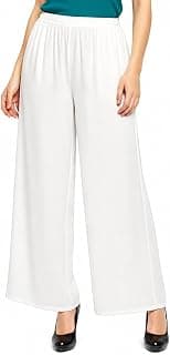 Generic Zarah Plain Plazo Women Cotton Loose Fit Flared Palazzo Pants Soft Stylish & Comfortable Bottom Wear Casual Plaazo for Girls Office, Stylish Flared Palazzo Trousers Wide Leg in White Colour (Large)