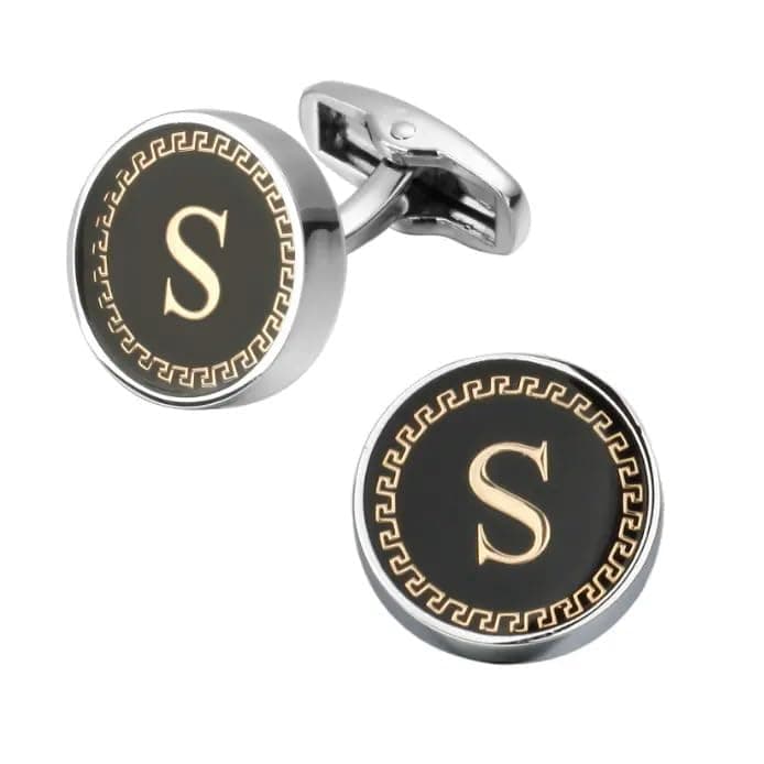AMAAL Cufflinks for Men Boys Cuff links Formal Stainless Steel Cufflink For Men Alphabet Letters S Birthday Gift Anniversary Husband Cuff Links Cufflinks Set Mens Boys Man Boy Valentine Gifts -A08