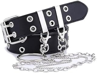 Shining Diva Fashion Punk Leather Belts for Women and Girls with Stylish Chain Waist Belt for Dresses Jeans (16720LB) Black