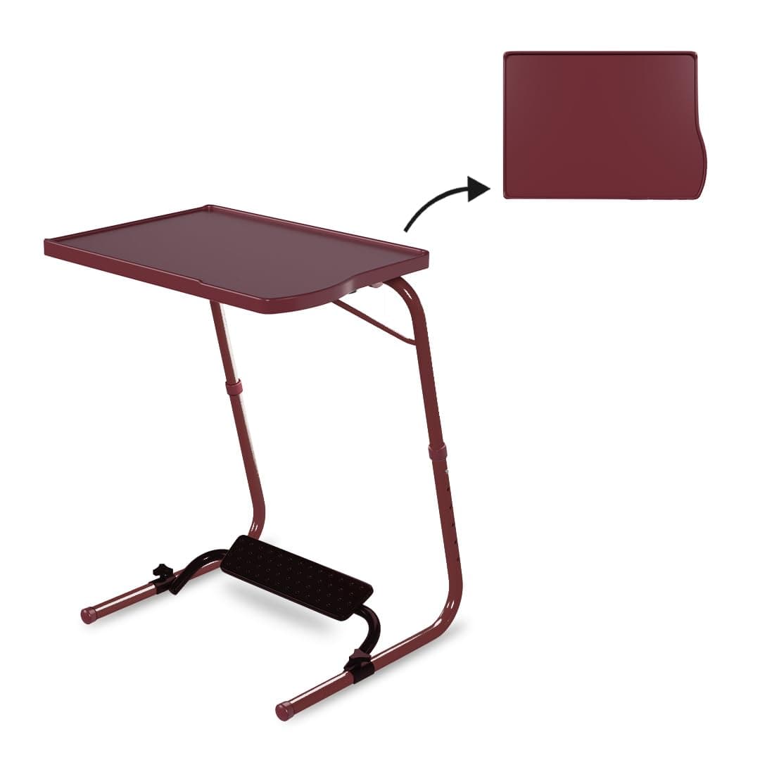 TABLE MAGIC – Multipurpose Height Adjustable Laptop Table Mat Finish, Lap Desk with Footrest Work from Home & Study Desk Picnic Outdoor Tv Tray Folding Table (TABLE MAGIC Footrest Candy Brown, Large)
