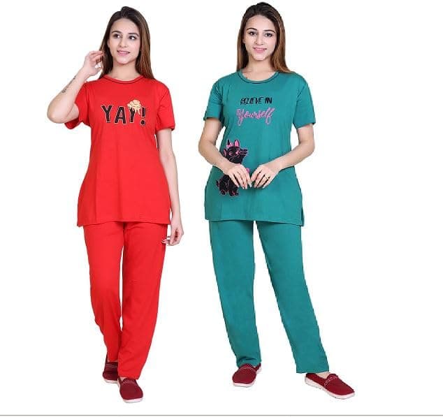 US Trendz Women Cotton Night Suit Set Pack of 2 /Sleep Wear Set Pack of 2 /Loungewear Set Pack of 2