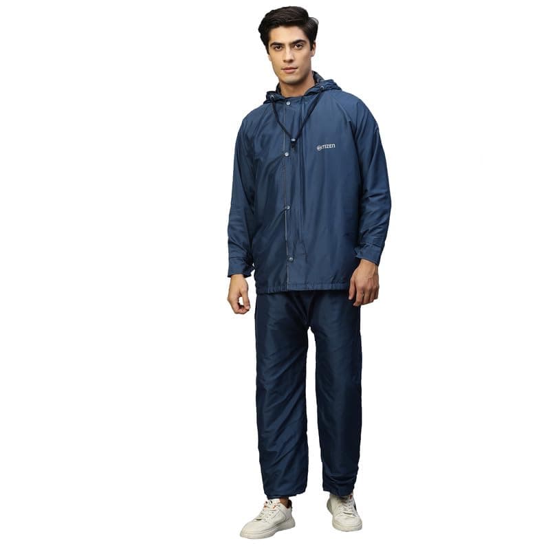 Citizen Reversible Raincoat for Men with Adjustable Hood, Waterproof Pant and Carry Pouch | Durable & Lightweight 190T Polyester Fabric & Virgin PVC Rainsuit