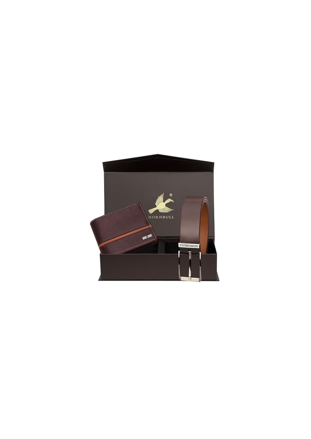 HORNBULL Denial Leather Combo Gift Set | Brown Wallet with Belt | RFID Wallet for Mens (BW45151)