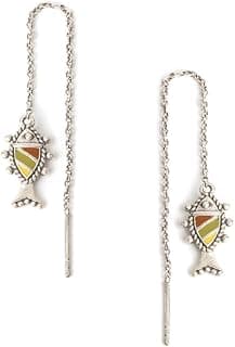 Shaya by Caratlane | 925 Silver|Meen Sui Dhaga Earrings in Oxidised | Gifts for Womens & Girls