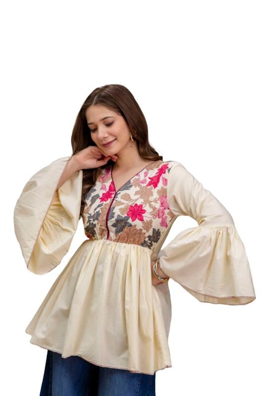 Daevish Tog New Cotton Floral Printed Casual Tunic Top for Women | Women Formal Top