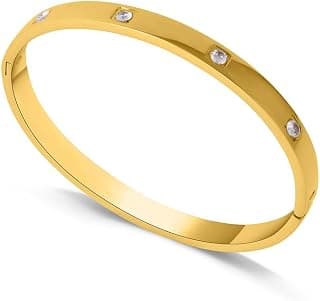 PALMONAS Crystal Love Bangle Bracelet for Women - Gift for Girls & Women | Waterproof & Anti-Tarnish Bracelet