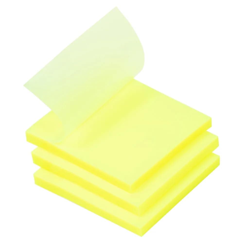 UCRAVO 50 Sheets Colored Transparent Sticky Notes - Translucent, Smooth Writing, Quick Clear, Waterproof, Through Self-Sticky Notes - Aesthetic Office School Supplies (1 Pad, Yellow)