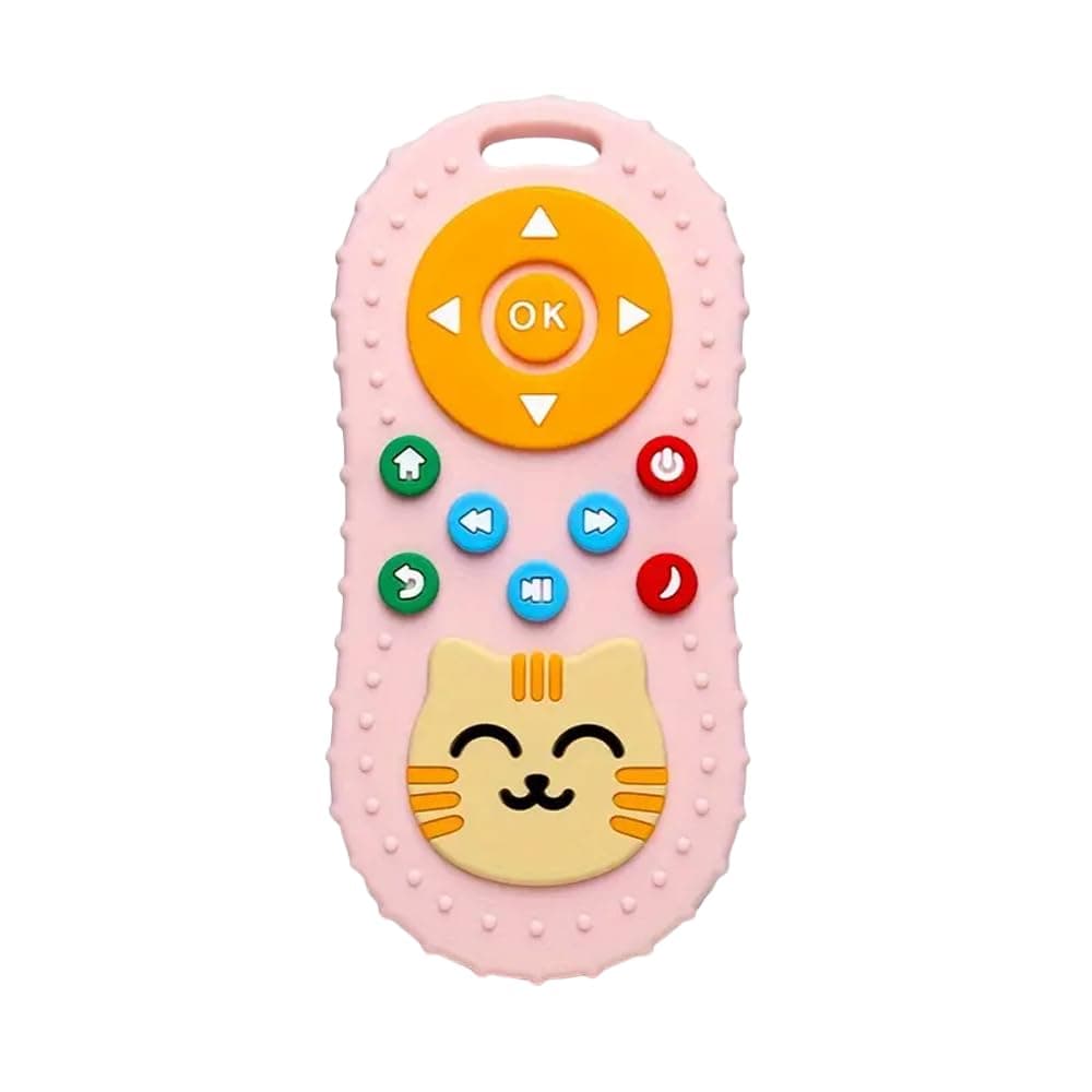 Tekme Cute Cat Silicone Baby Teether - Cat Remote Control Shape Food Grade Teething Toy for Babies - Sensory Teething Toy, Remote Teether for Babies (Pink)