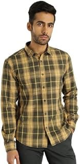 Indian Terrain Men's Green Cotton Chiseled Fit Casual Shirt with Full Sleeve