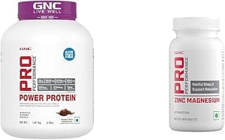GNC Pro Performance Power Whey Protein| Double Rich Chocolate | 4 Lbs & Zinc Magnesium Amino (ZMA) Complex- 60 Tablets (Pack Of 1) COMBO,1.81 Kilogram, 25 Scoops