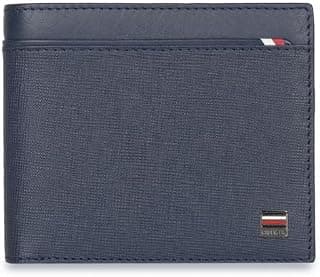 Tommy Hilfiger Men's Global Coin Wallet Loganville - Navy | 1 Coin Pocket | 2 Compartments | 4 Cards Slots | Stylish Men's Leather Wallet