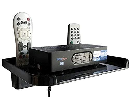 Digiway Plastic Set Top Box Stand with 2 Remote Holder (Black)(Size:- 23 cm x 16.5 cm x 4.5 cm)