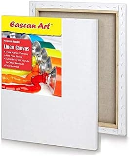 Cotton Medium Grain White Primed Stretched Canvas 10 Oz (10" x 12", Linen)