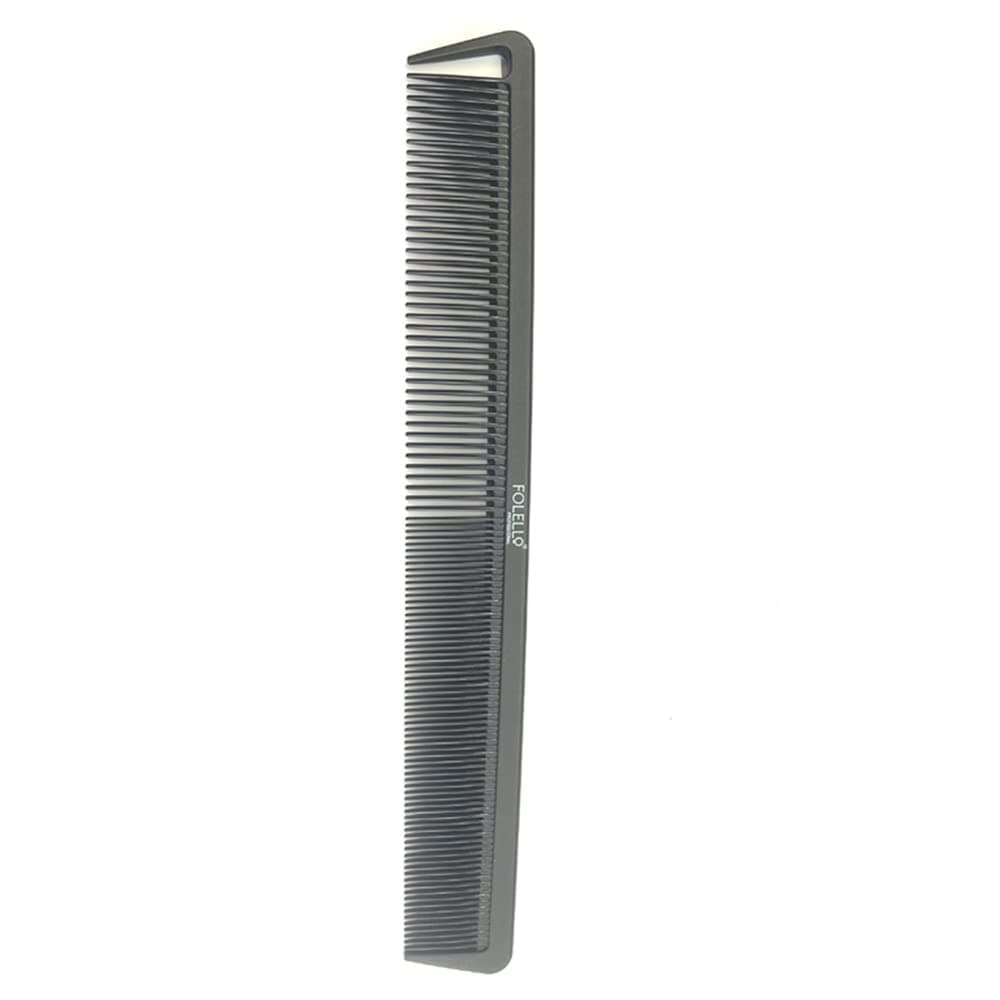 FOLELLO - Professional 6.8" Carbon Fiber Fine Tooth Cutting Comb - Anti-Static Heat Resistant Durable Lightweight Wider Tooth Hair Dressing Comb - Precision Cutting Styling Tool