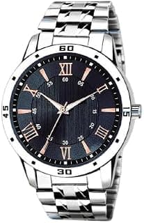 Generic Men's Premium Analog Watch with Roman Number Markers and Stainless Steel Chain Strap