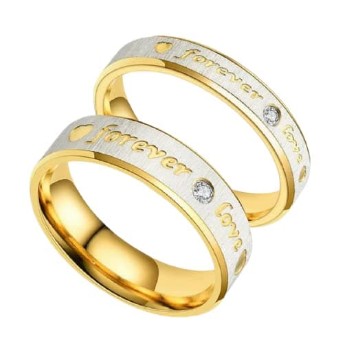 Crystal Engraved AdjusCouple Stainless Steel Matching Rings for Men & Women | Crystal Studded Wedding Band | Promise Ring | Anniversary Engagement Couple Ring Settable Couple Finger Rings for Lover