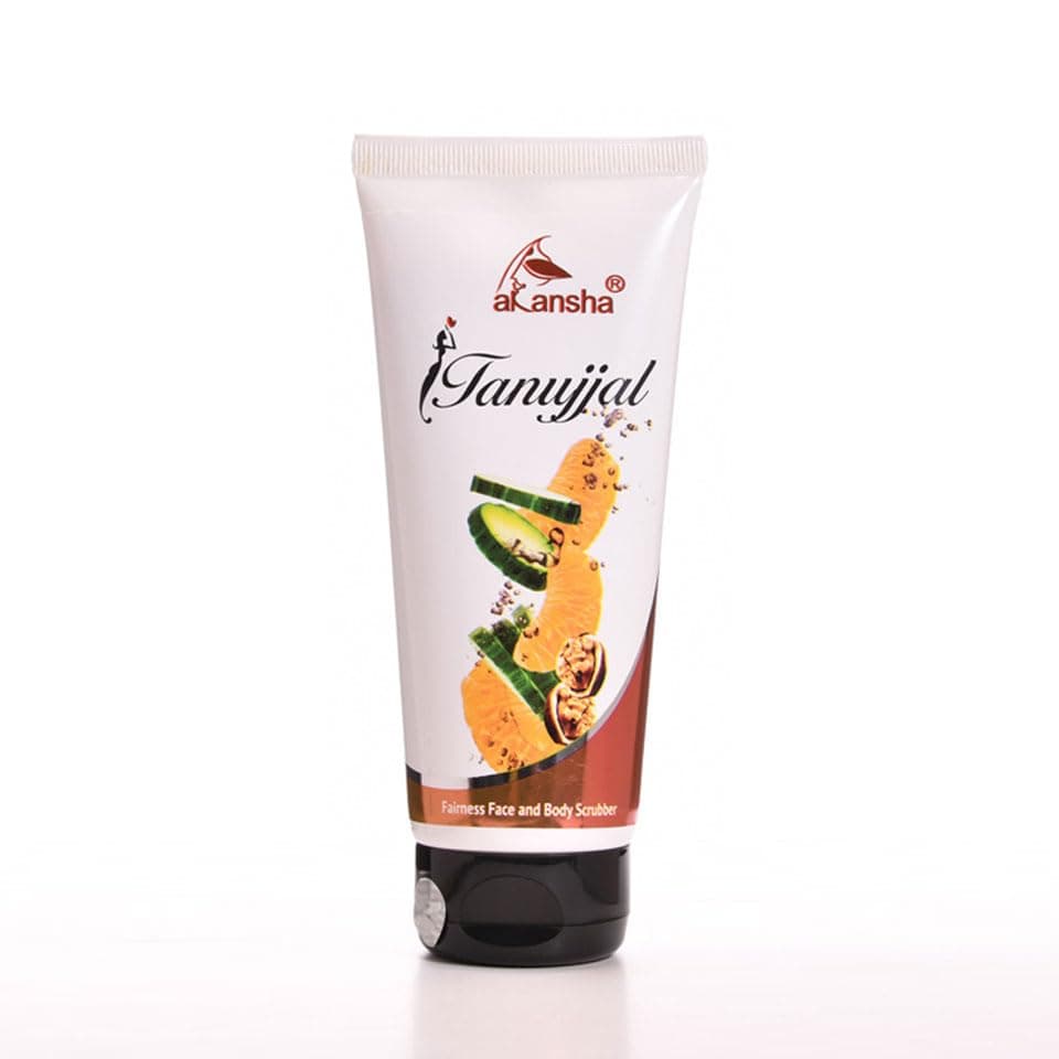 AKANSHA Tanujjal Ayurvedic Skin Nourishing Exfoliating Black Head Removal Dead Skin cell Removal Moisturising Face and Body Scrubber With Walnut (200)