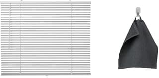 Ikea VECKLARFLY Venetian Blind, White (120x155 cm) with Washcloth, Anthracite, 30x30 cm (12x12)