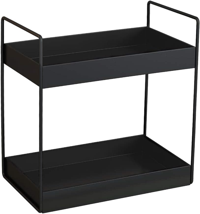 JD FRESH 2-Tier Countertop Standing Rack for Home & Kitchen/Anti-Rust Coating and Modern Design Sleek Handles/Indoor Balcony Plant Stand & Self Storage Rack for Bathroom, Study Room and Living Area