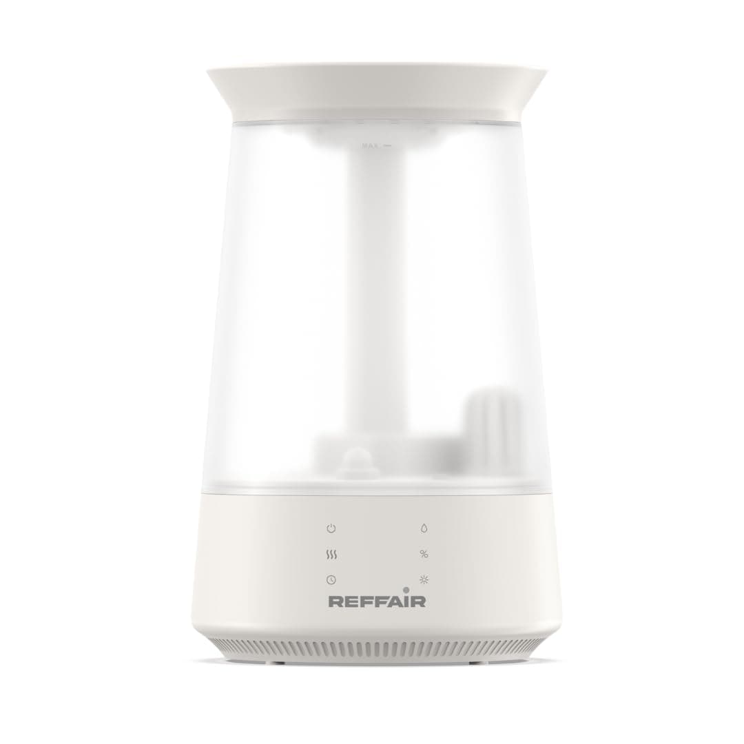 Reffair Caligo 900 Ultrasonic Humidifier 6L – Cool & Warm Mist | With Air Purification by Plasma Ions | Large Room Humidifier, Remote Control, Hygrostat, Aroma Diffuser - White