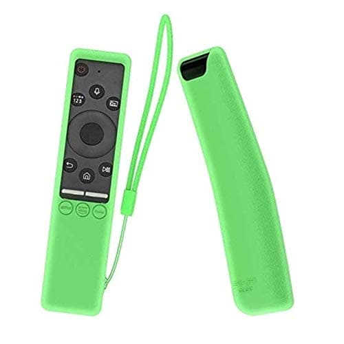 Oboe Sikai Silicone Case Compatible with Samsung BN59-01312A QLED 8K 4K Smart TV Remote Shockproof Protective Remote Cover Skin-Friendly Anti-Slip Anti-Lost with Remote Loop (B-Glow in Dark Green)