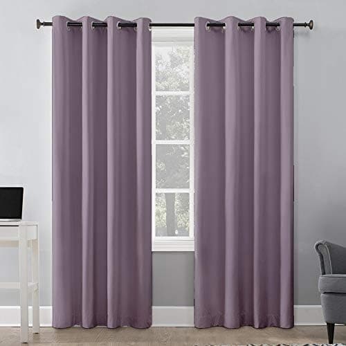 Edenwald Room Darkening Blackout Curtain for Shower - 4x8 Feet Set of 2 | Thermal Insulated Heavy Polyester Solid Curtain | Lavender