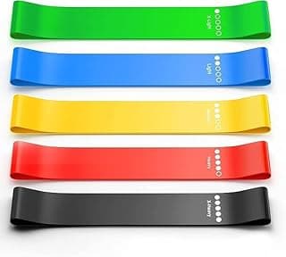 RENRANRING Loop Resistance Band for Workout for Women and Men with Serrations Grip Lines Mini Loop Hip Bands Toning Exercise Bands for Gym Booty Belt Latex Band Yoga Theraband for Fitness - Set of 5