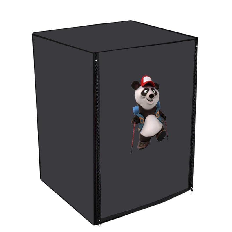 ADIRA Front-load washing machine cover Compatible for LG 8.5 Kg, 9 Kg, 9.5 Kg, 10 Kg, 10.5 Kg, 11 Kg, 11.5 Kg 12 Kg (72CMx63CMx81CM) Solid Grey Panda Backpacker cartoon print