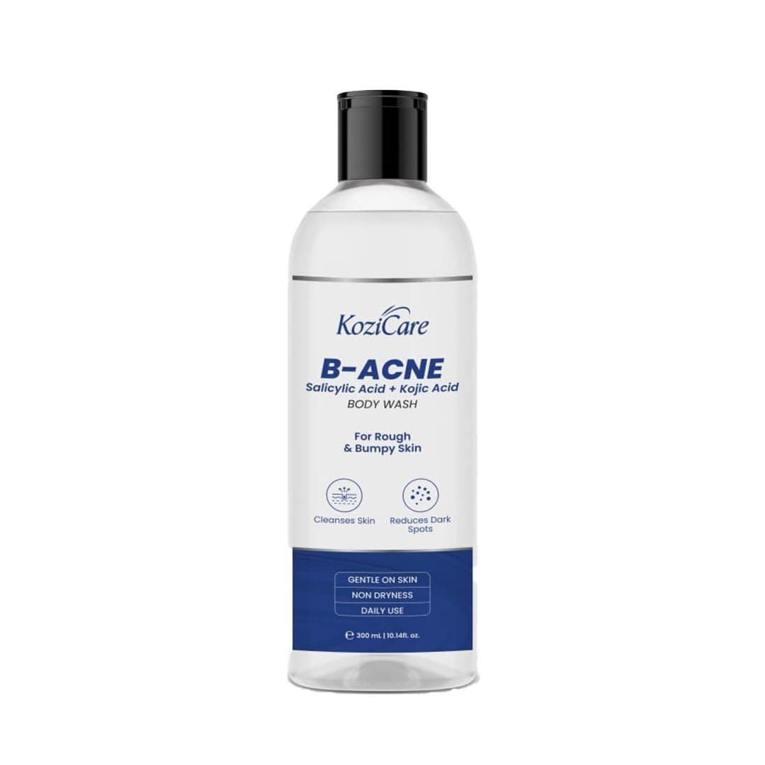 Kozicare B-Acne Body Wash 300ml with 2% Salicylic Acid and Kojic Acid - Exfoliating Shower Gel for Rough and Bumpy Skin - For Men and Women All Skin Types