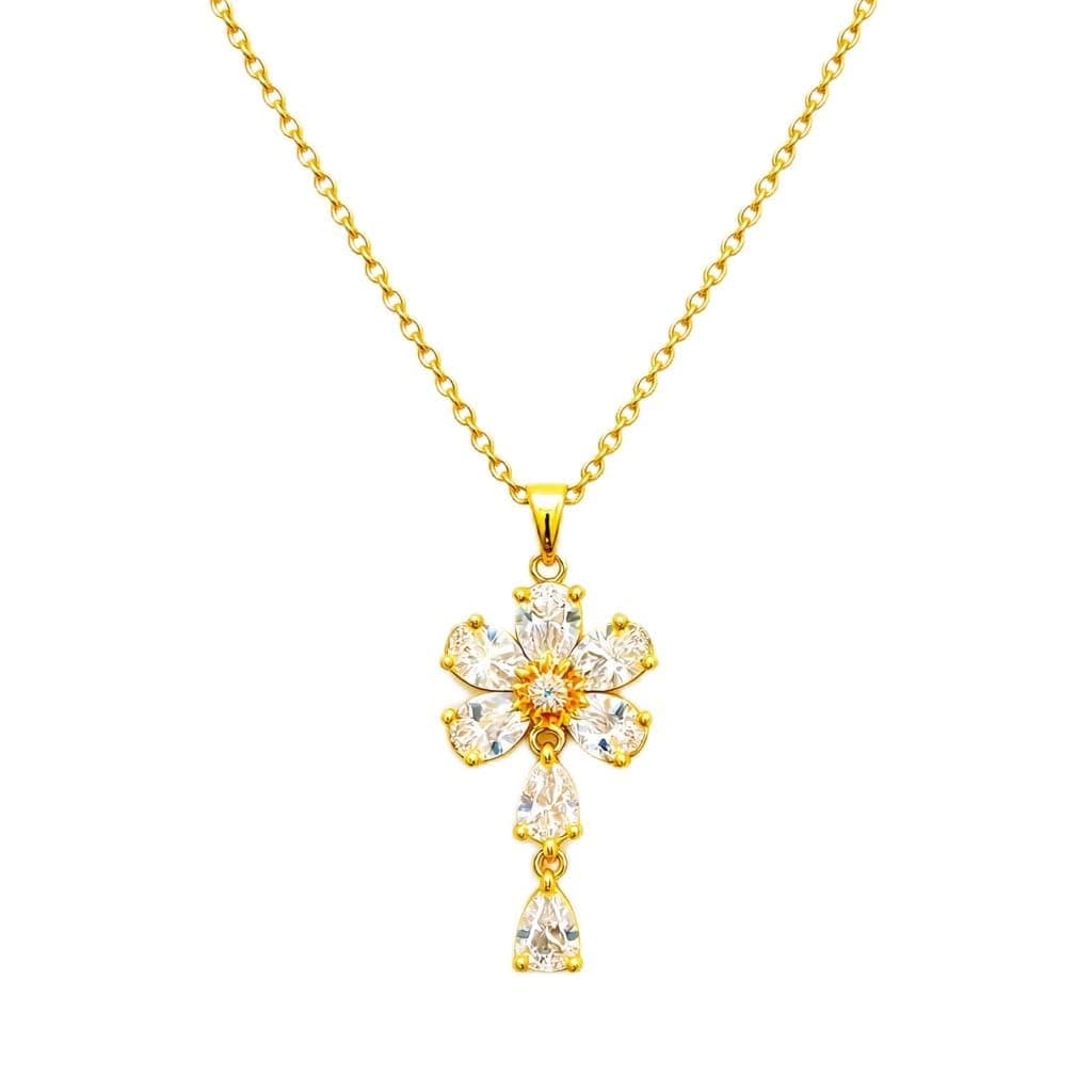 MEENAZ Jewellery Gold Pearl Flower Drop Diamond AD Stone Pendant Necklace for Women Adjustable Chain Leaf Vine Locket Jewellery Necklace Set Anti Tarnish Valentine Gifts for Woman and Girlfriend -211