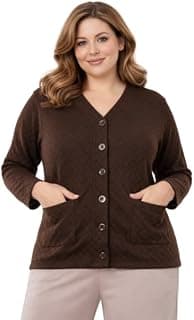 Women Woollen V-Neck Cardigan Sweater for Winter Wear, Plus Size Also Available with Front Pockets