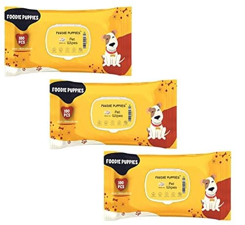 Foodie Puppies Anti-Bacterial 300 Pcs Pet Wet Wipes for Dogs, Puppies, Cats, Kittens, Rabbit & Small Animals | Fresh Water Lily Scent | SLS Free, Paraben Free & Cruelty Free (Pack of 3 * 100 Wipes)
