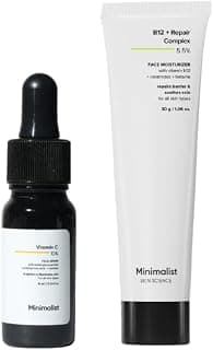 Minimalist Glow, Hydration & Barrier Repair Skincare Bundle | Ceramide Moisturizer + Brightening Serum | For Radiant, Even-Toned & Healthy Skin | Lightweight Daily Routine