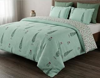 Raymond Home Elevate King Size Bedsheet, 100% Cotton Green Paisley Floral Print, King Size Bedsheet with Two Pillow Cover