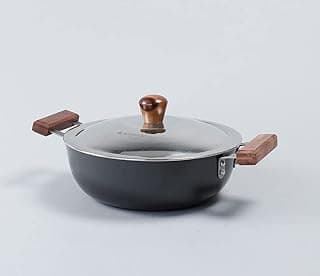 Wonderchef Ebony Aluminium Hard Anodized Deep Kadhai/Kadai with Lid - 24 cm, 3 Litre | Ideal for Sauteeing Veggies, Dal and Curries | Black