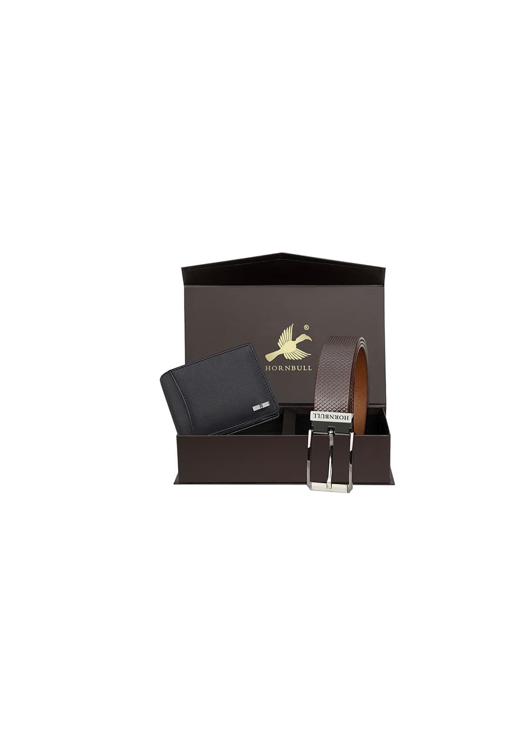 HORNBULL Leather Combo Gift Set for Mens | Black Wallet and Belt Mens Combo | Valentine's Day Gift for Men BW6996